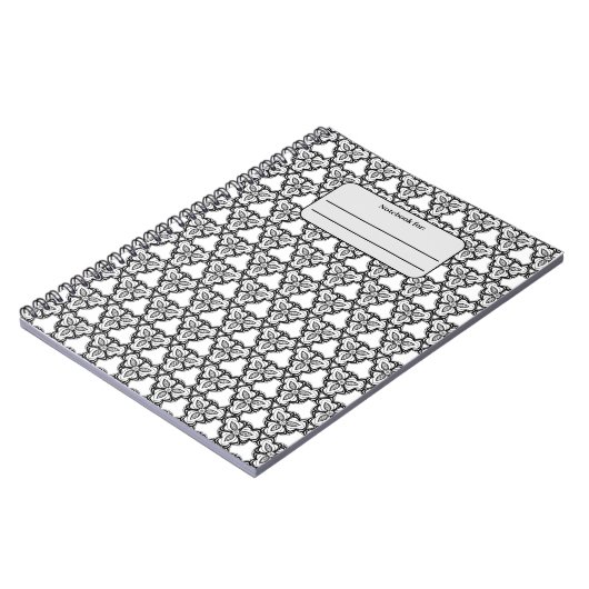 Carnet personnalisé motif transparent noir et blan (Côté gauche)