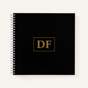 Carnet Personnalisé Noir Avec Initiales Or