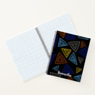 Carnet Personnalisé noir et jaune bleu géométrique