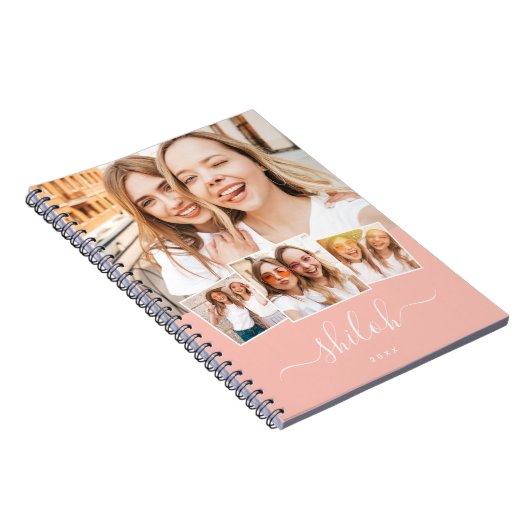 Carnet Personnalisé Nom Moderne tendance Script 4 Photo C (Côté Droit)