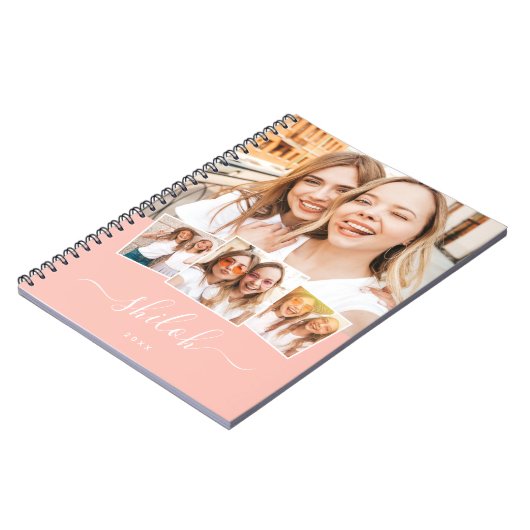 Carnet Personnalisé Nom Moderne tendance Script 4 Photo C (Côté gauche)