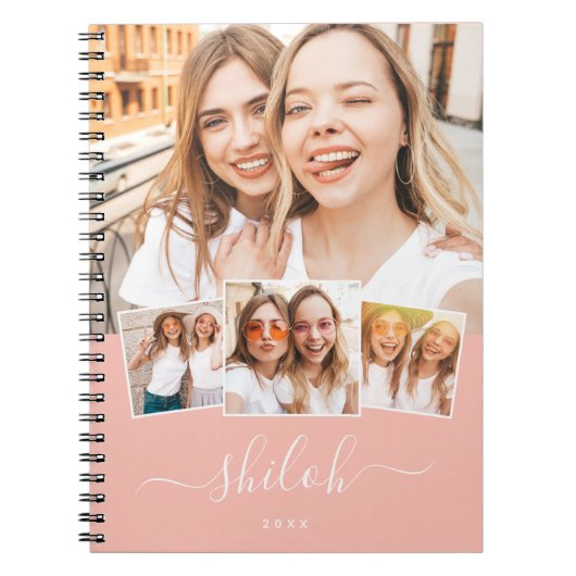 Carnet Personnalisé Nom Moderne tendance Script 4 Photo C (Devant)