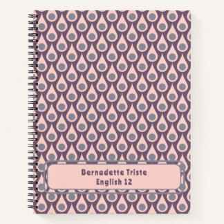 Carnet Personnalisé Nom Moyen-siècle moderne rose pourpre