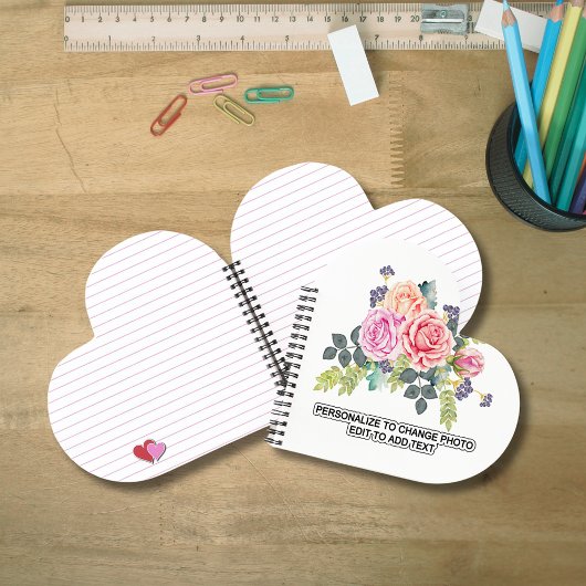 Carnet Personnalisé Nom Photo Oeuvre d'art Bureau de l'éc