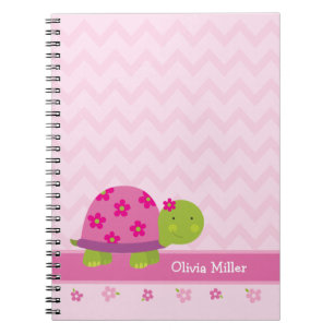 Carnet personnalisé par rose mignon de tortue pou