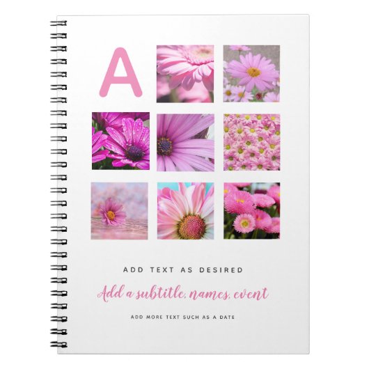 Carnet personnalisé Photos Modèle Texte initial (Devant)