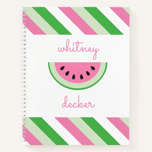 Carnet personnalisé Pink Watermelon Stripes (Devant)