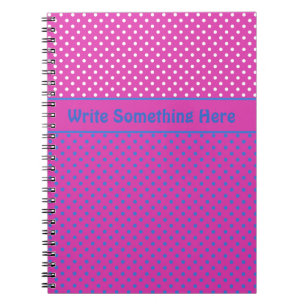 Carnet personnalisé : points Magenta, Bleu, Polkas