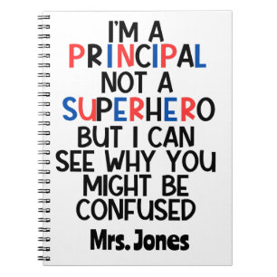 Carnet Personnalisé Principal rouge bleu noir Superhero