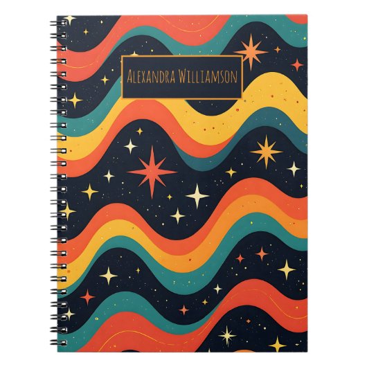 Carnet personnalisé Rétro Cosmic Waves (Devant)