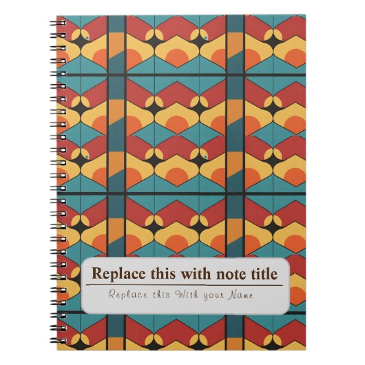 Carnet Personnalisé Retro Funky Orange Turquoise (Devant)