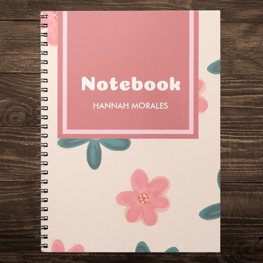 Carnet Personnalisé rose et pastel Floral