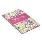 Carnet Personnalisé rose mignon arc-en-ciel et soleils en (Côté Droit)