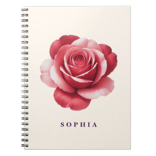 Carnet personnalisé Rose Rouge Élégant Floral