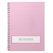 Carnet personnalisé rose simple Chevron (Devant)