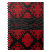 Carnet personnalisé rouge et noir Damas (Devant)