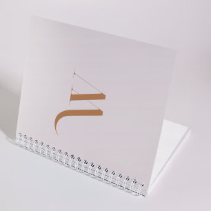 Carnet Personnalisé Style Nom initial Beige et Brown