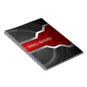 Carnet Personnalisé Techno-Thème Rouge et Noir (Côté Droit)