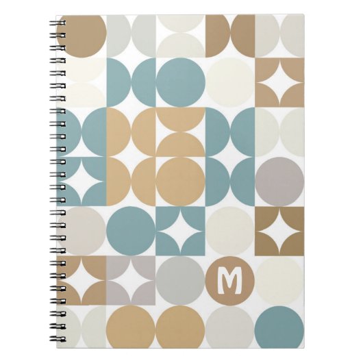 Carnet Personnalisé Turquoise bleu gris gris bleu Taupe M (Devant)