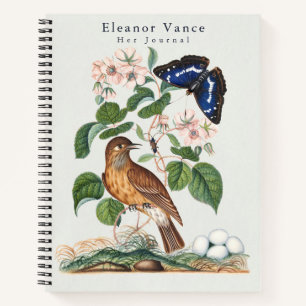 Carnet personnalisé vintage botanique oiseaux et p