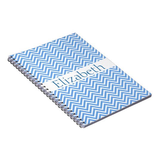 Carnet Personnalisé Zigzag Chevron Motif Bleu Blanc (Côté Droit)