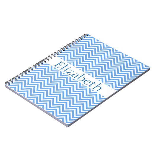 Carnet Personnalisé Zigzag Chevron Motif Bleu Blanc (Côté gauche)