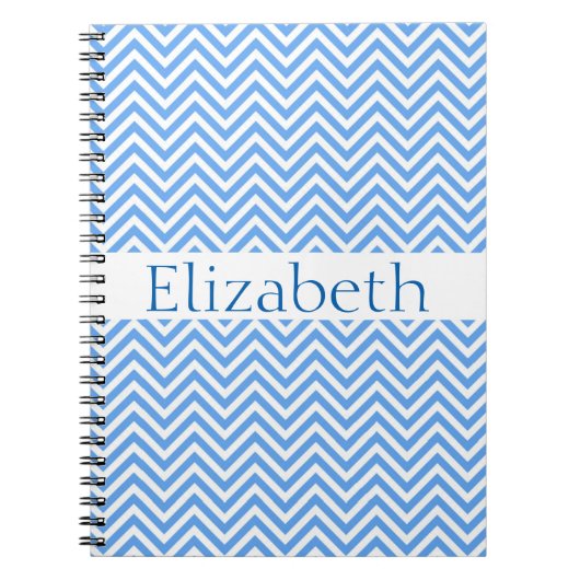 Carnet Personnalisé Zigzag Chevron Motif Bleu Blanc (Devant)