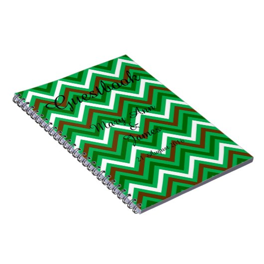 Carnet Personnalisé Zigzag Chevron Motif Vert Blanc (Côté Droit)