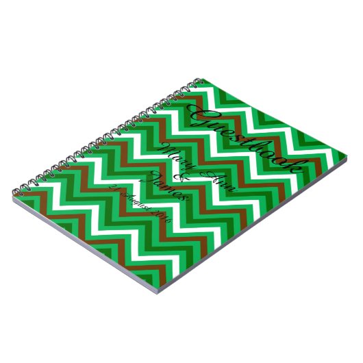 Carnet Personnalisé Zigzag Chevron Motif Vert Blanc (Côté gauche)