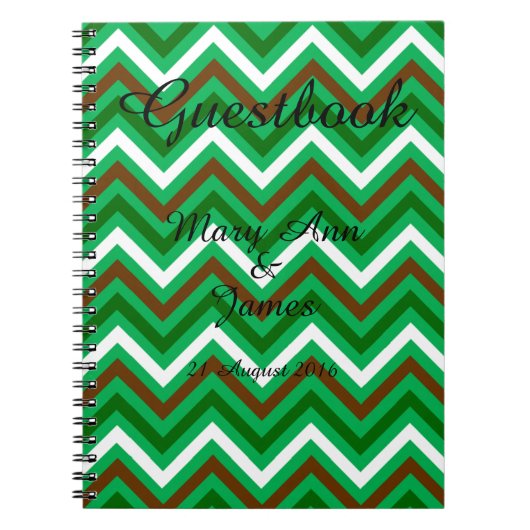 Carnet Personnalisé Zigzag Chevron Motif Vert Blanc (Devant)