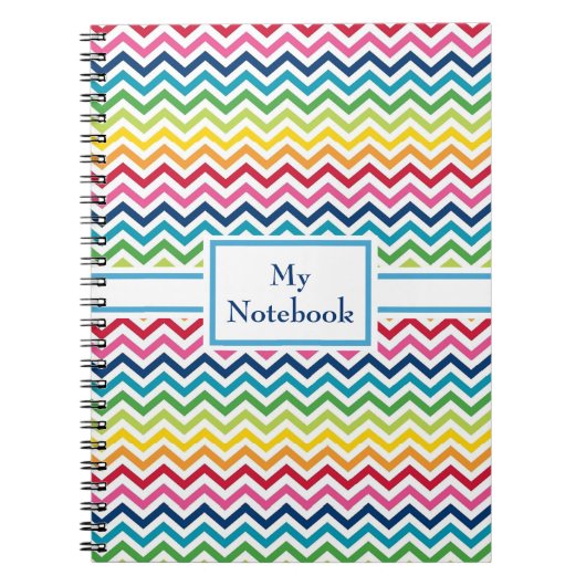 Carnet personnalisé - Zigzags multicolores (Devant)