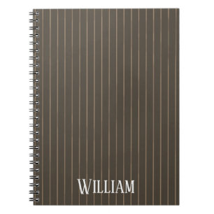 Carnet Personnalised brown retro pinstripes