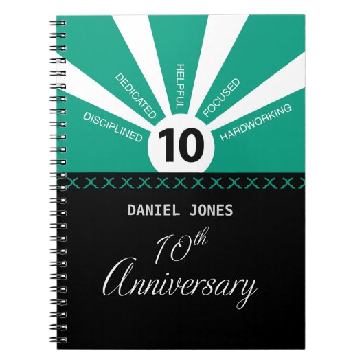 Carnet Personnaliser, 10e anniversaire de l'employé (Devant)