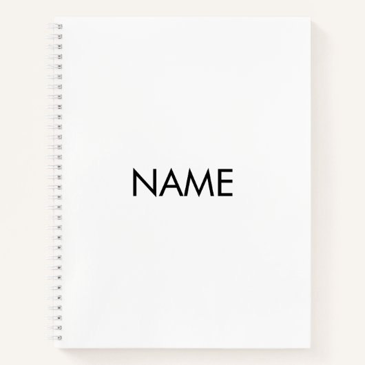 Carnet Personnaliser avec nom, texte minimaliste noir bla (Devant)