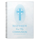 Carnet Personnaliser, Blue First Holy Communion Cross hôt (Devant)