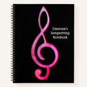 Carnet Personnaliser Clé Treble Hot Rose Design (Devant)