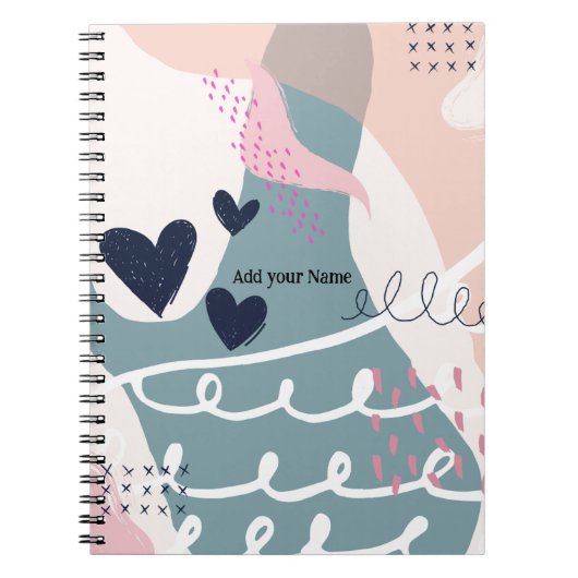Carnet PERSONNALISER : Coeurs et lignes Abstraites (Devant)