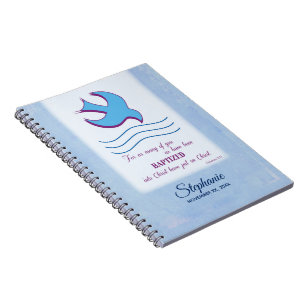 Carnet Personnaliser, Colombe de baptême adulte sur fond 