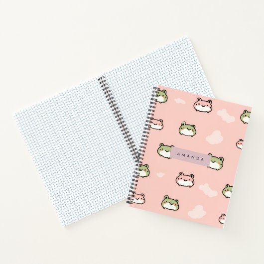 Carnet Personnaliser Cute Kawaii Pastel Frog Design sur r (Intérieur)