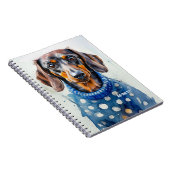 Carnet PERSONNALISER : Dachshund Dog dans le pull bleu | (Côté Droit)
