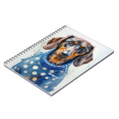 Carnet PERSONNALISER : Dachshund Dog dans le pull bleu | (Côté gauche)
