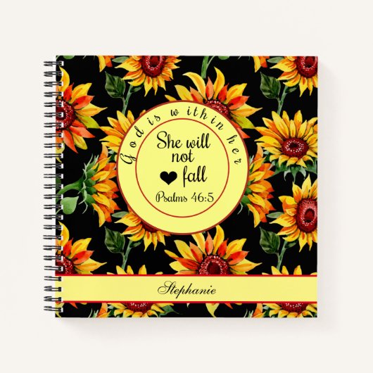 Carnet Personnaliser Dieu est dans son écriture tournesol (Devant)