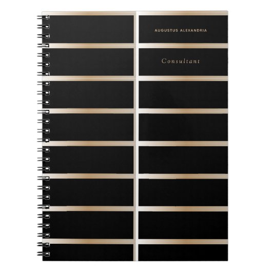 Carnet Personnaliser élégante chambre noire et or (Devant)
