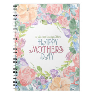 Carnet Personnaliser Four Flowers Aquarelle Fête des mère