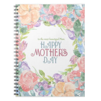 Carnet Personnaliser Four Flowers Aquarelle Fête des mère