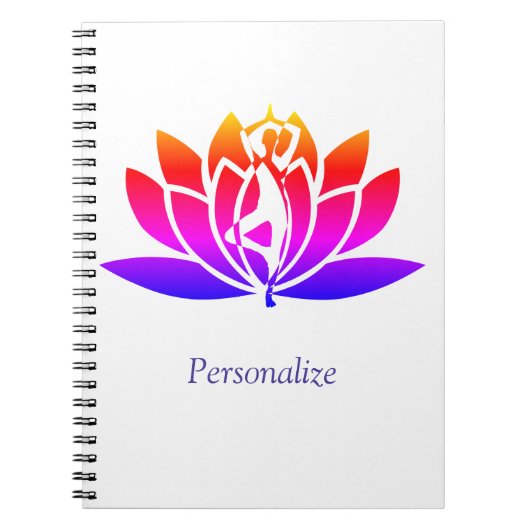 Carnet Personnaliser Illustré Lotus Flower & Pose Yoga (Devant)