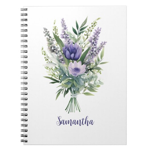 Carnet Personnaliser Lavande Purple Fleurs Eucalyptus (Devant)