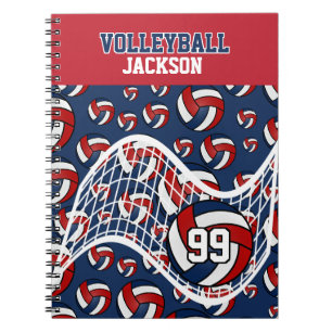 Carnet Personnaliser le volleyball - Rouge, Blanc et bleu