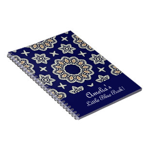 Carnet Personnaliser Mandala à points en bleu marine, bla