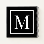 Carnet Personnaliser monogramme noir blanc | Tout arrière (Dos)